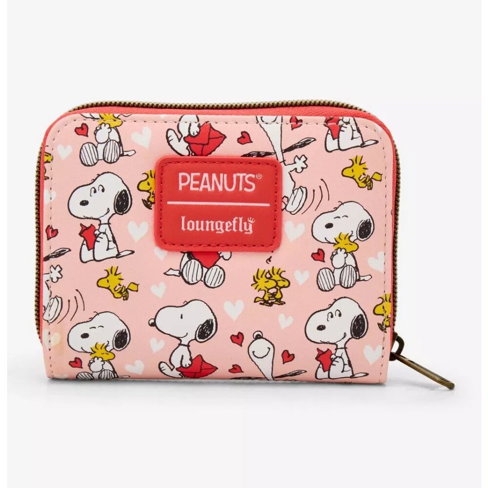 Loungefly Peanuts Snoopy Wallet Woodstock Valentines Zip Around Authentic New